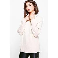 Funnel Neck Oversized Tunic - beige