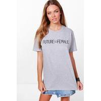 Future Female Slogan T-Shirt - grey marl