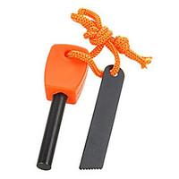 FURA Outdoor Magnesium Alloy Flintstone Fire Starter with Scraper - Black / Orange (M-Size)