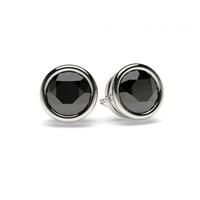 Full Bezel Setting Stud Black Diamond Earring