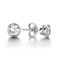 Full Bezel Setting Round Diamond Stud Earring