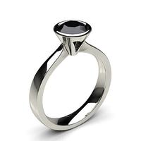 Full Bezel Setting Large Engagement Black Diamond Ring