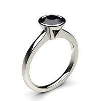 full bezel setting thin engagement black diamond ring