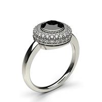 full bezel setting plain halo black diamond ring in 18k white gold