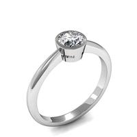 Full Bezel Setting Round Diamond Plain Engagement Ring