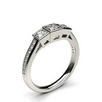 Full Bezel Setting Studded Three stone Ring