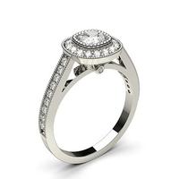 Full Bezel Setting Side Stone Halo Engagement Ring