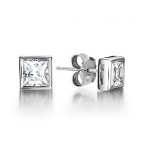 Full Bezel Setting Princess Diamond Stud Earring