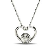 full bezel setting round diamond heart pendant