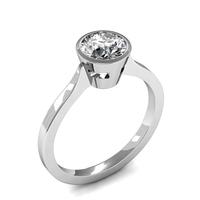 Full Bezel Setting Round Diamond Plain Engagement Ring