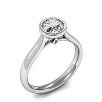 Full Bezel Setting Round Diamond Plain Engagement Ring