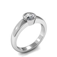 Full Bezel Setting Round Diamond Plain Engagement Ring