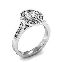 Full Bezel Setting Side Stone Halo Engagement Ring