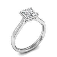 Full Bezel Setting Princess Diamond Plain Engagement Ring