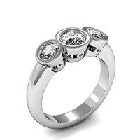 Full Bezel Setting Plain Three Stone Ring