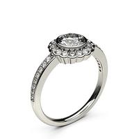 Full Bezel Setting Side Stone Halo Engagement Ring