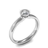 Full Bezel Setting Round Diamond Plain Engagement Ring