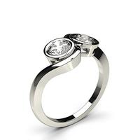 full bezel setting plain two stone ring