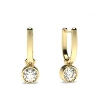 full bezel setting round diamond drop earrings