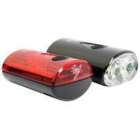 FWE USB Re-chargeable 80/15 Lumen LED Light Set | Black/Red