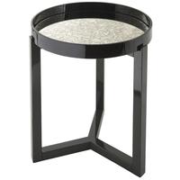 Fyne Black Gloss Mirrored Round Side Table