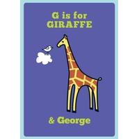 g is for giraffe personalised card