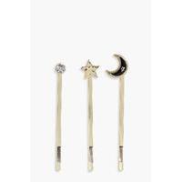 Galactic Moon & Stars Hair Grips Set - gold