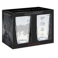 Game of Thrones 16oz House Sigils and Westeros Map Glass Set