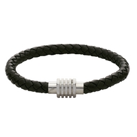 Gaventa Plaited Leather Bracelet Blk