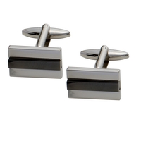 Gaventa Rectangle Insert Blk Cufflink