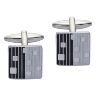 Gaventa Black White Stripe with Polish Squares Cufflinks