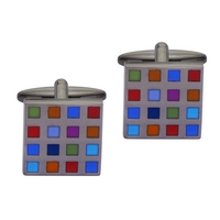 gaventa black plated multicoloured squares cufflinks