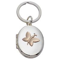 gaventa oval keyring butterfly rose