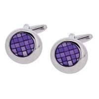 Gaventa Round Check Purple Cufflink