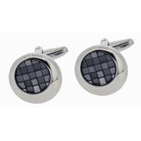 Gaventa Round Check Blk Cufflink