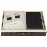 Gaventa Steel Card Case and Black Enamel Cufflink Set