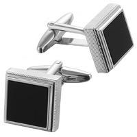 Gaventa Genuine Onyx Cufflinks with Machine Patterned Edge