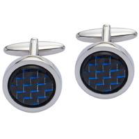 Gaventa Round Blue Carbon Fibre Cufflinks