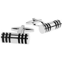 Gaventa Black Enamel Stripe Rod Cufflinks