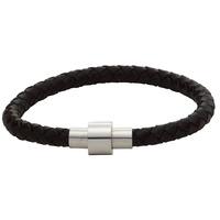 Gaventa Black Leather Bracelet with Magnetic Steel Clasp
