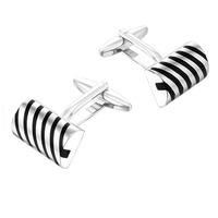 gaventa black enamel stripe cufflinks