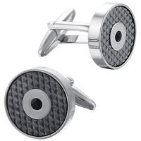 Gaventa Transparent Grey Enamel Cufflinks with Crystal Centre