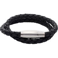 Gaventa Black Leather Double Twist Bracelet with Magnetic Stel Clasp