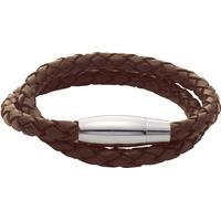 Gaventa Brown Leather Double Twist Bracelet with Magnetic Steel Clasp