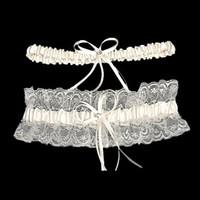 garter lace satin rhinestone ribbon white