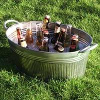 Galvanised Steel Ribbed Oval Party Tub (Single)