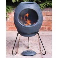 Gardeco Medium Ellipse Charcoal Chiminea with Stand and Lid