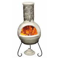 gardeco large floral chiminea black and beige