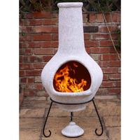 Gardeco Tibor Jumbo Mexican Chiminea in Mottled Pale Grey with Stand and Lid