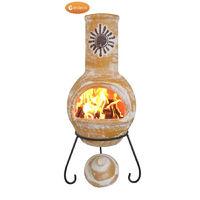 Gardeco Sol Clay Chiminea in Yellow and Brown